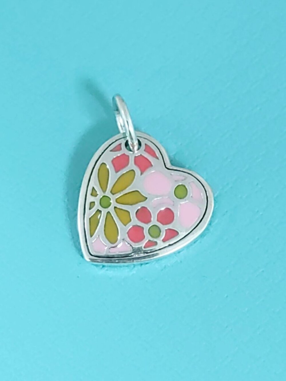 James Avery Enamel Groovy Heart Charm Sterling Silver Pendant with box